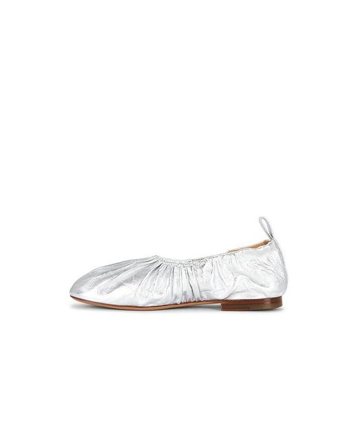 Mansur Gavriel White Ruched Ballerina Flat