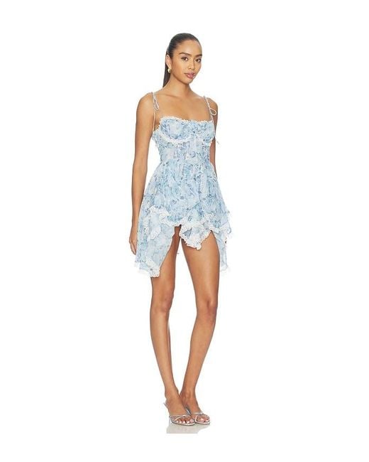 For Love & Lemons Blue Elea Mini Dress