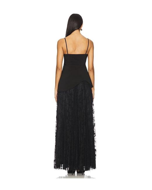 AMUR Black Leighton Pleated Gown