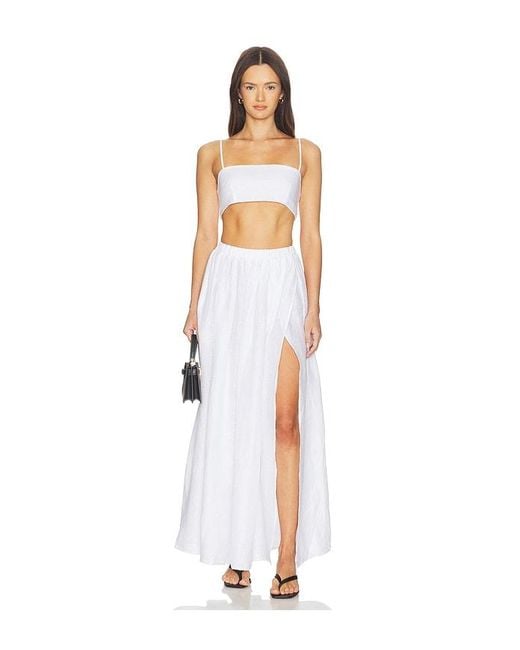 Susana Monaco White Solid Linen Tie Back Top