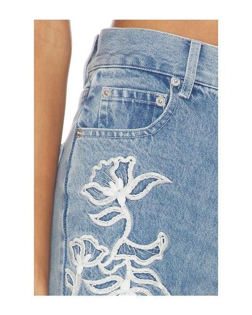 Jonathan Simkhai Blue Porter Embroidered Denim Pant