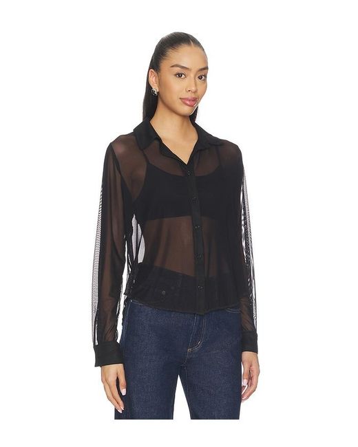 Michael Lauren Black Alameda Mesh Long Sleeve Button Up