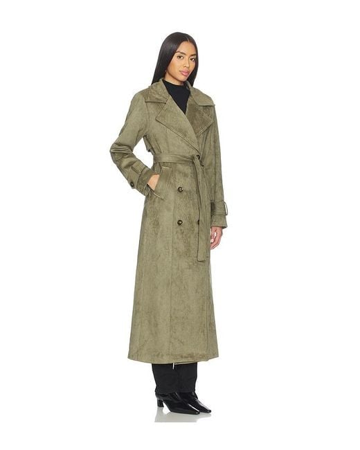 SNDY'S Green Sutton Faux Suede Trench Coat