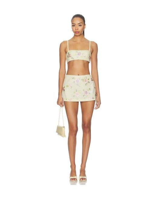 For Love & Lemons Yellow Ribbon Flowers Skort
