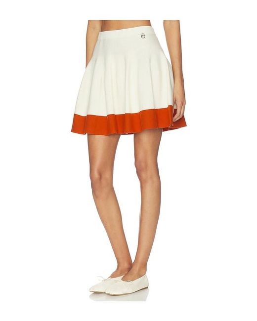 Khalhon Orange Varsity Flare Knit Skirt