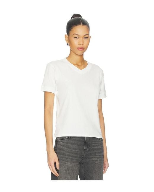 EB DENIM White Henry V Neck Tee