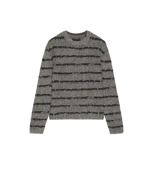 AllSaints Gray Dissolved Crew Neck Sweater for men