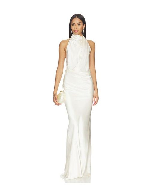 The Sei White Halter Drape Gown