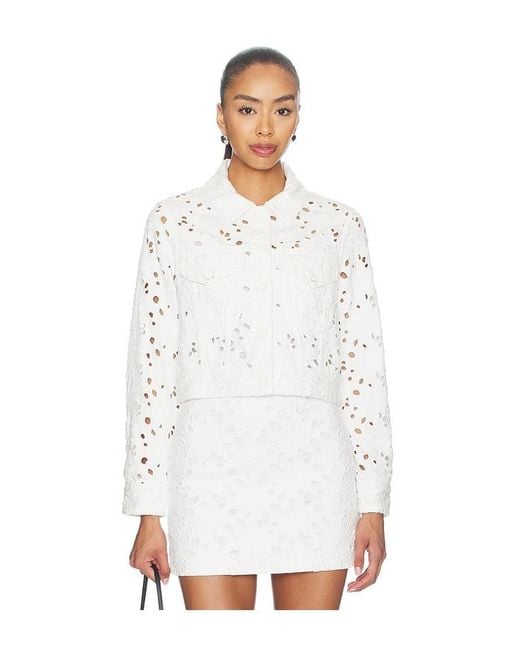 Alice + Olivia White Chloe Boxy Cropped Jacket