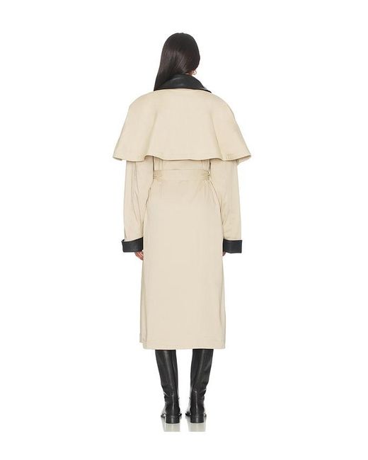 WeWoreWhat Natural Faux Leather Trim Trench Coat