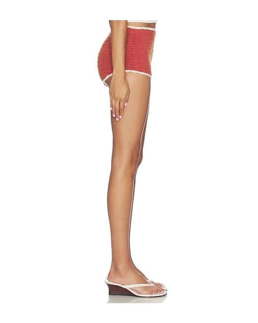 For Love & Lemons Multicolor Crochet Rugby Micro Shorts