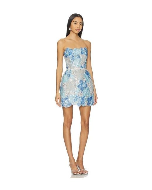 drape detail mini dress Floral Corsage Drape Mini Dress