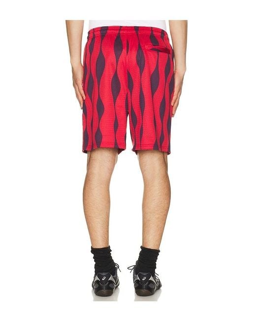 by Parra Red Waved Mesh Shorts for men