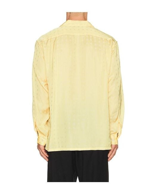 Beams Plus Yellow Open Collar Cupro Dot Pattern for men