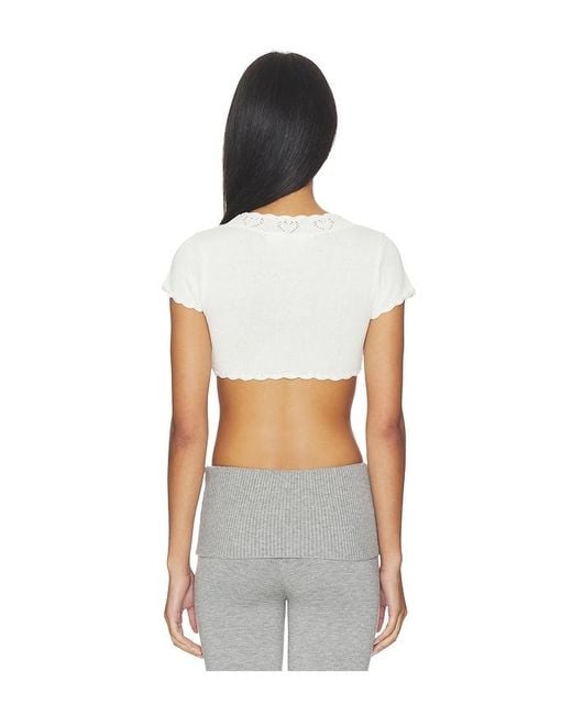 Frankie's Bikinis White X Paige Lorenze Eternity Crochet Front-Tie Blouse