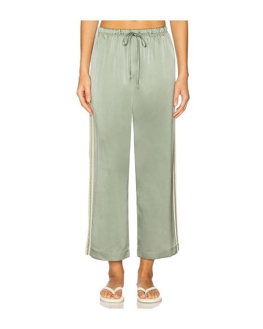 DONNI. Green Silk Stripe Crop Pant