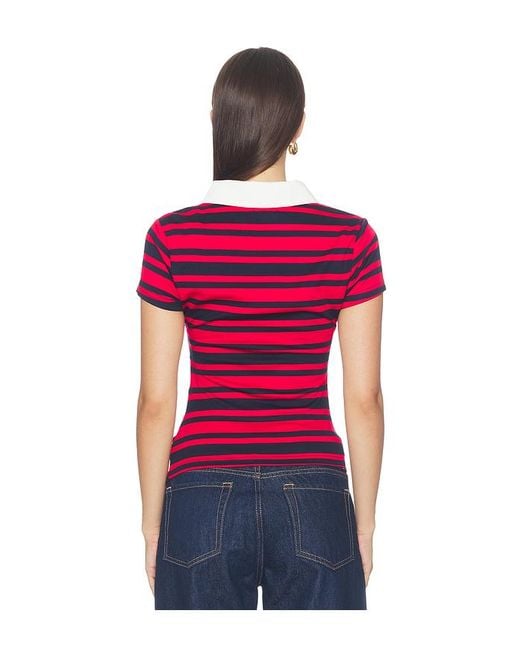 superdown Red Cleo Ruched Polo Tee