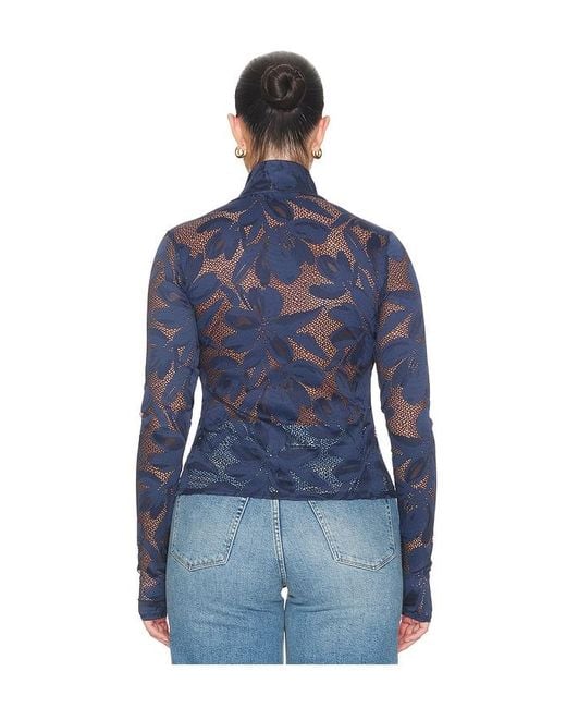 AFRM Blue Zadie Crochet Floral Top