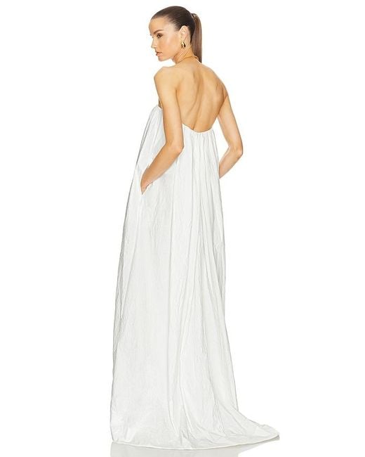 Helsa White Crinkle Pleated Gown