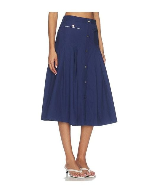 SER.O.YA Blue Yumi Poplin Skirt