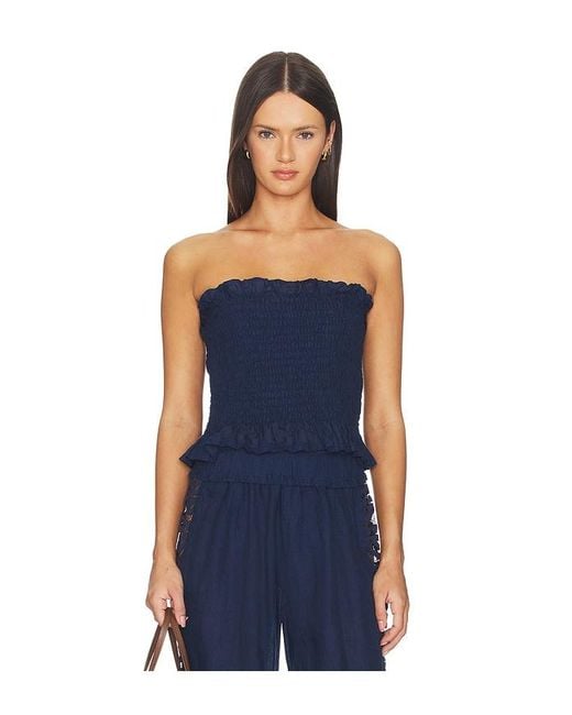 PQ Swim Blue Lexi Smocked Top