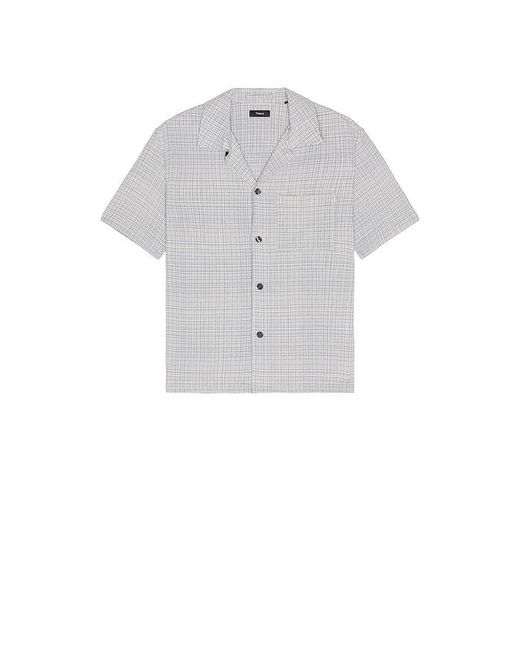 Theory Gray Mini Texture Check Shirt for men