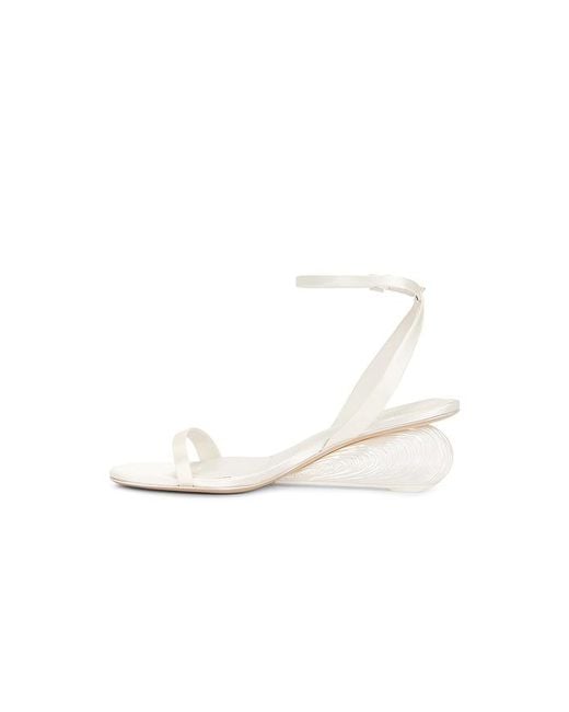 Jonathan Simkhai White Bridget Satin Oyster Shell Wedge Sandal
