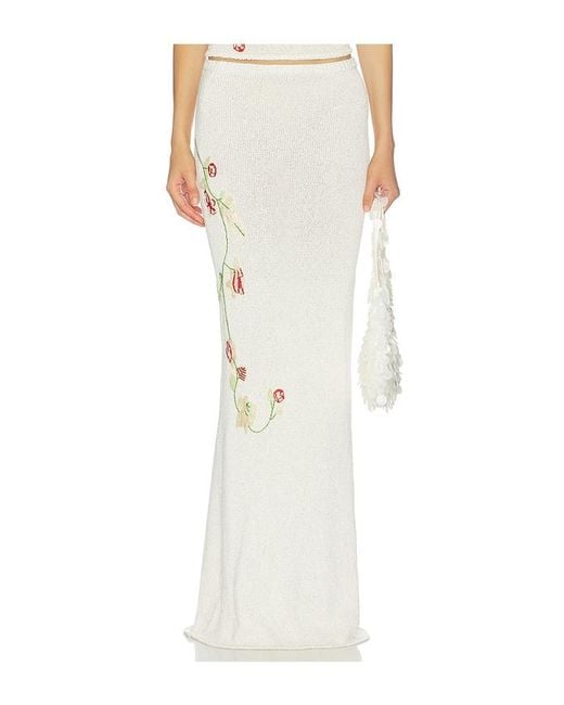 Asta Resort White Carolina Embroidered Skirt