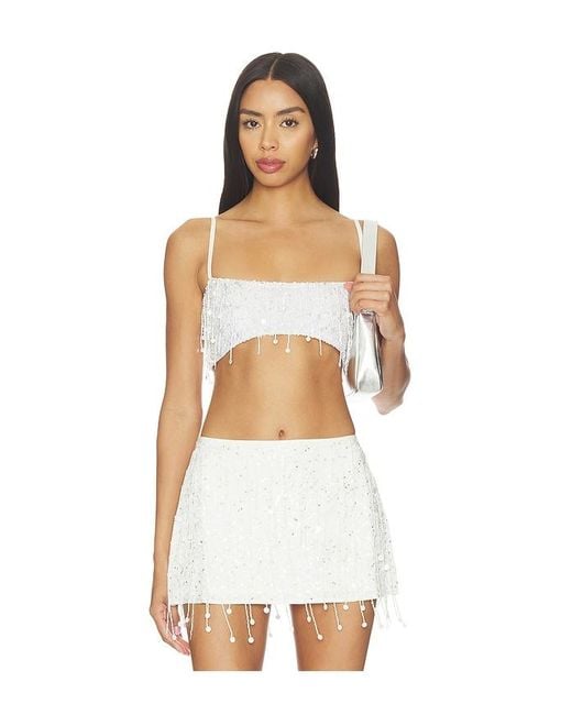 Asta Resort White Yasmin Hand Beaded Bralette