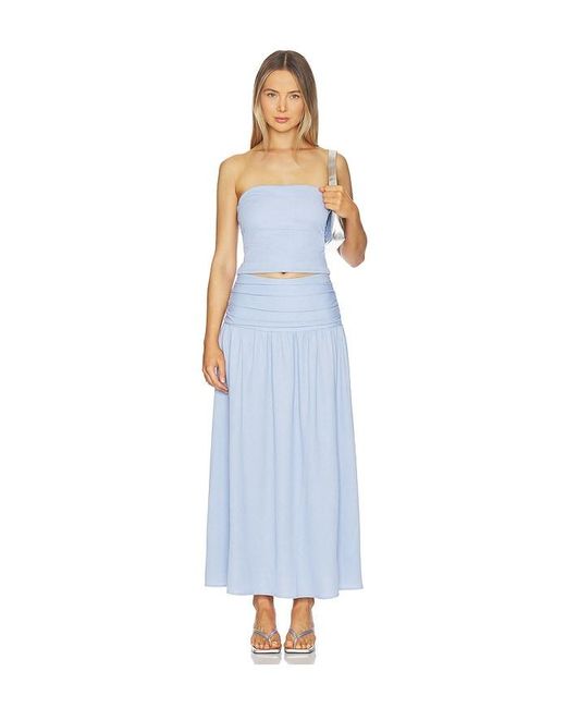 MINKPINK Blue Luna Yoke Detail Maxi Skirt