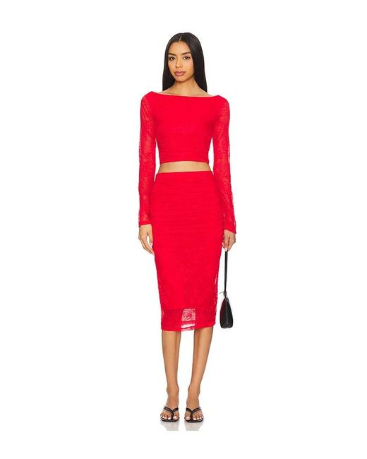AFRM Red Noam Lace Top