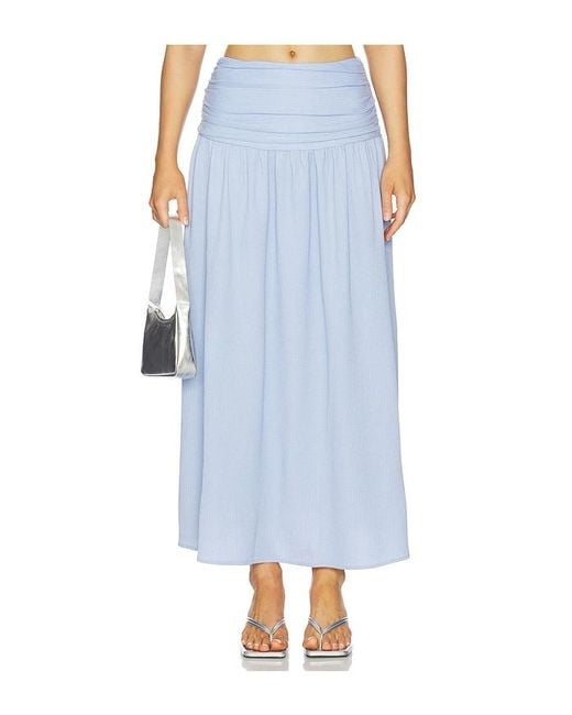 MINKPINK Blue Luna Yoke Detail Maxi Skirt