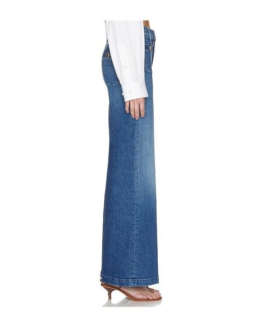 Mother Blue The Stashed Hustler Roller Sneak Jeans