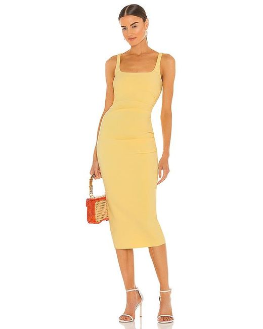 Bec & Bridge Yellow Karina Tuck Midi Dress