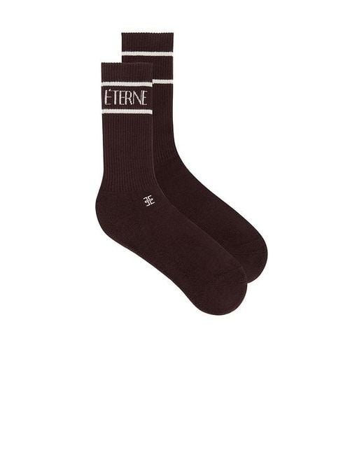 ÉTERNE Black Cotton Logo Sport Sock
