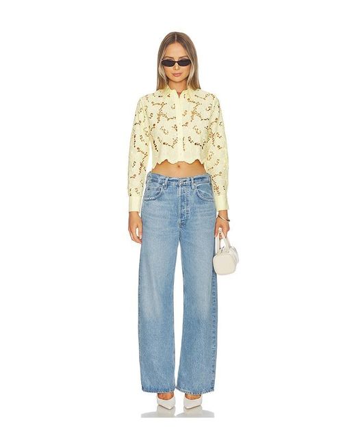 L'Agence Blue 'Agence Seychelle Cropped Button Down Top