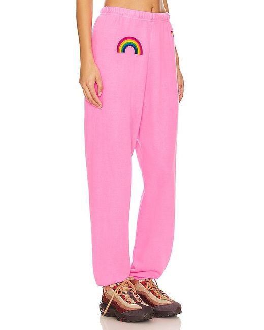 Aviator Nation Pink Rainbow Embroidery Sweatpant