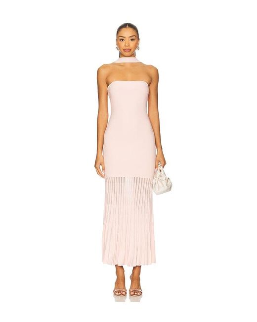 Lovers + Friends White Kelly Pleated Knit Dress