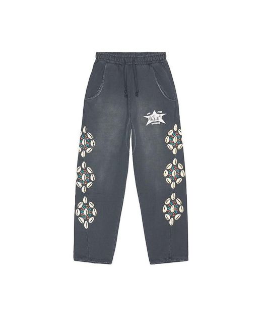 Barriers Worldwide Black Cowrie Shell Sweatpants for men