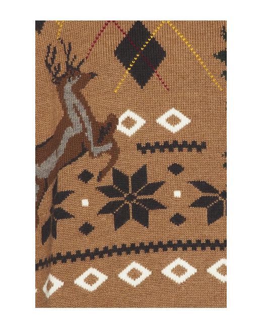 Monse Brown Fair Isle Crewneck Sweater With Scarf