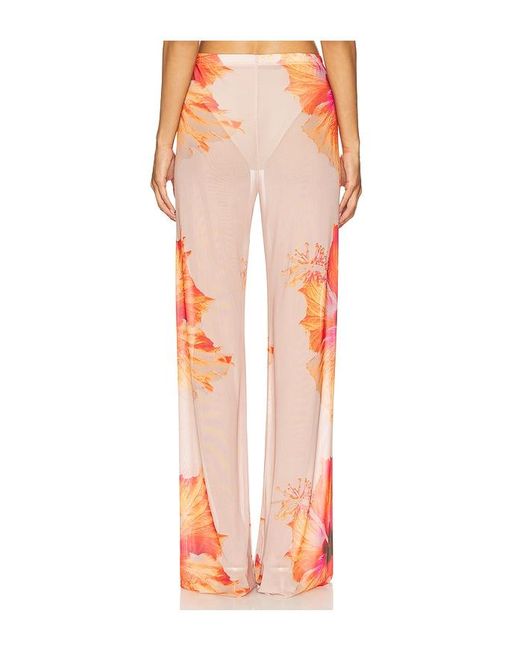 GOOD AMERICAN Orange Gauze Mesh Wide Leg Pant