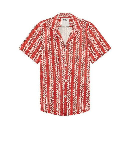 Oas Red Scribble Cuba Net Shirt for men