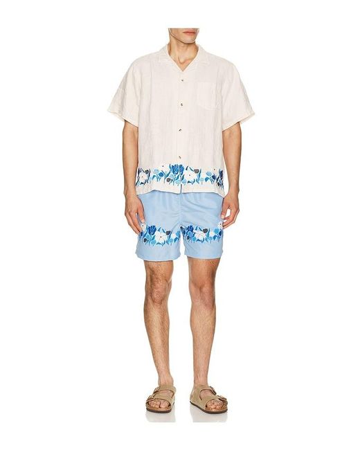 Bather White Pearl Lawn Linen Camp Shirt for men