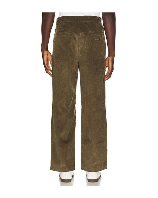 House Of Sunny Green Wide Leg Pleated Cord Trousers for men