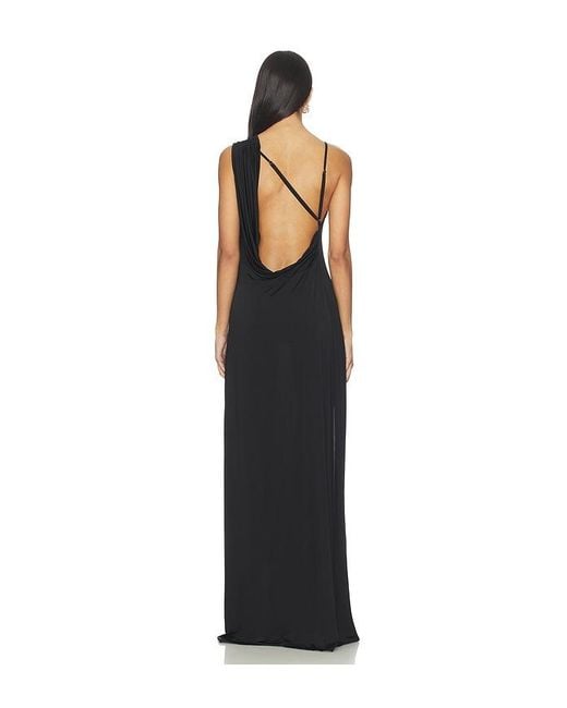 Nbd Black Tessa Draped Shoulder Maxi Dress
