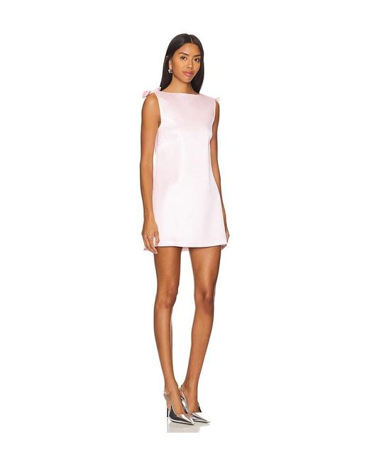 MAJORELLE White Bow-Shoulder Charmeuse Mini Dress