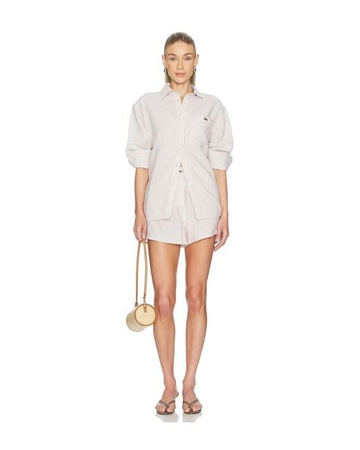 Lacoste White Oversized Fit Toile Shorts