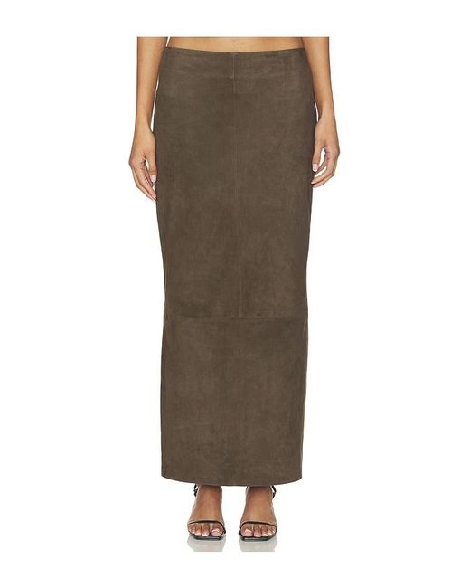 St. Agni Brown Suede Column Skirt