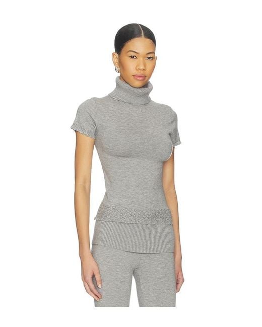 Frankie's Bikinis Multicolor Jasmine Cloud Knit Short Sleeve Turtleneck Top