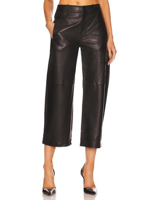 Rag & Bone Dylan Cropped Leather Pant in Black | Lyst